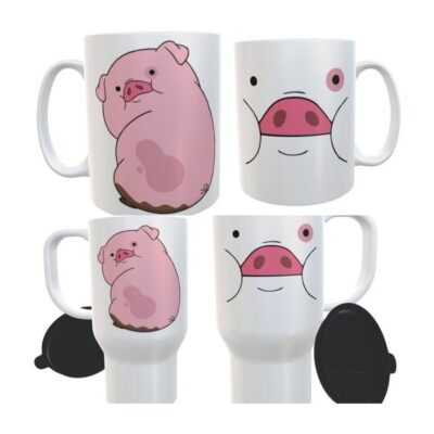 Combo Taza Y Jarro Térmico Plástico Gravity Falls Pato Chancho