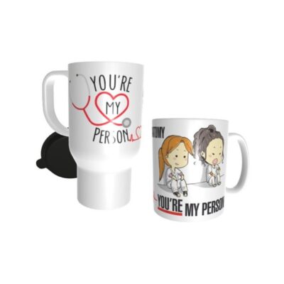 Combo Taza Y Jarro Térmico Plástico Greys Anatomy You Are My Person