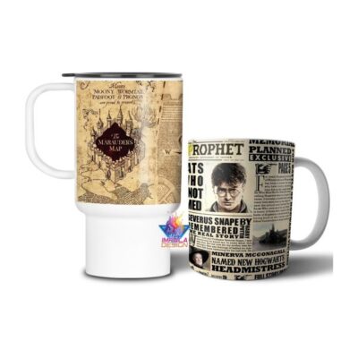 Combo Harry Potter Taza Cerámica Y Jarro Térmico Mapa Diario