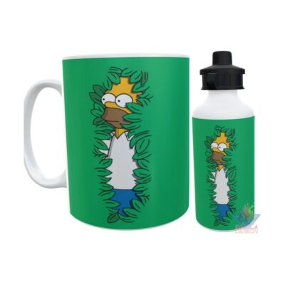 Taza Y Botella Alum Homero Simpson Arbusto Terminator Combo