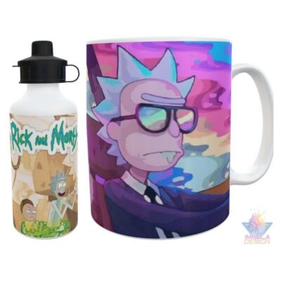 Taza Y Botella Alum Rick Y Morty Fuck You Viajando Combo Kit
