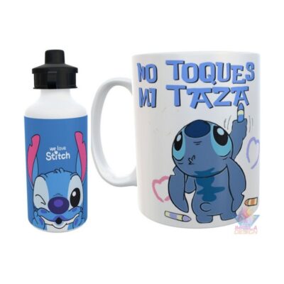Taza Y Botella Alum Stitch Pintando No Toques Mi Taza Combo