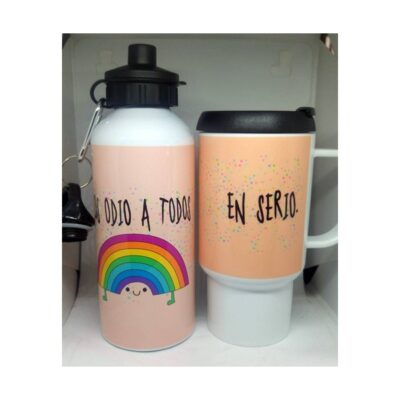 Botella Deportiva Aluminio Y Jarro Térmico Combo Set Odio