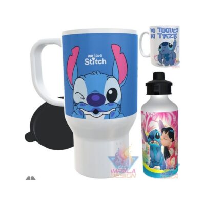 Taza Con Botella Y Jarro Térmico Stitch Lilo Disney Combo