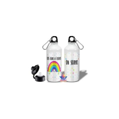 Botella Deportiva Arco Iris Odio A Todos Aluminio Doble Tapa