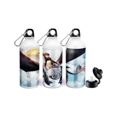 Botella Deportiva Chimuelo Dragón Furia Aluminio 2 Tapas