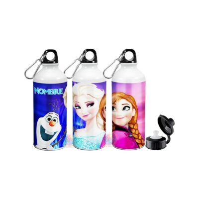 Frozen Botella Deportiva Aluminio Elsa Anna Olaf Doble Tapa