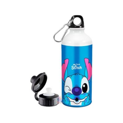 Botella Deportiva Stitch Guiño We Love Amor Cara 2 Tapas Alu