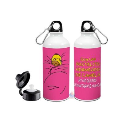 Botella Deportiva Homero Simpson Cama Pastelito 2 Tapas Mod 02