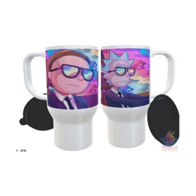Jarro Térmico Rick Y Morty Traje Negro Plástico Con Tapa