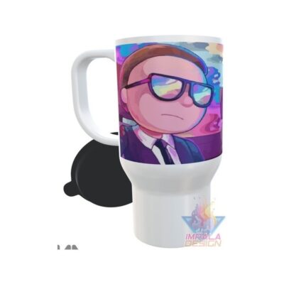 Jarro Térmico Rick Y Morty Traje Negro Plástico Con Tapa Mod02