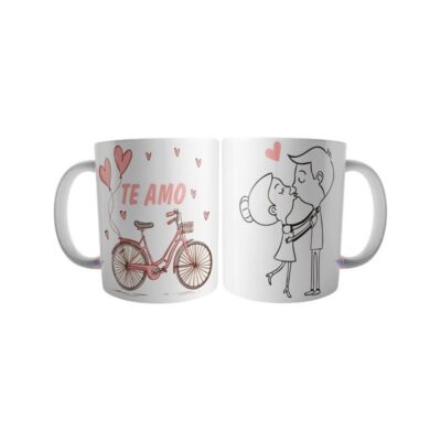 Taza Desayuno Café San Valentín Enamorados Te Amo Bicicleta