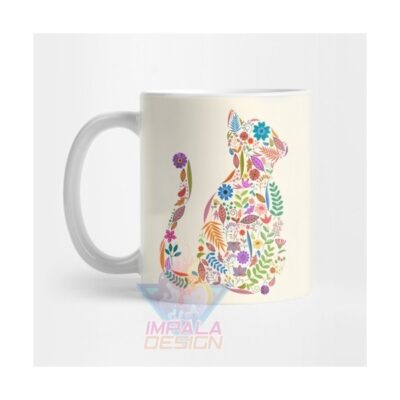Taza Gato Cat Gatito Gatitos Flores Regalo Cerámica