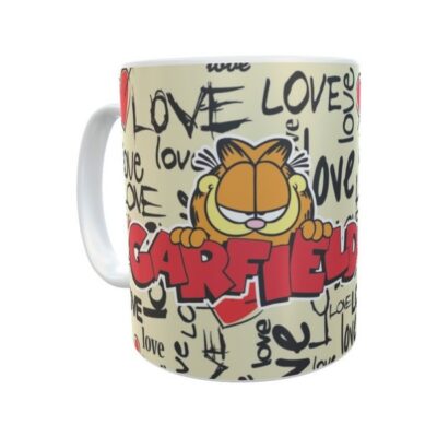 Gato Garfield Taza Cerámica Dibujo Felino Exotico Enamorado