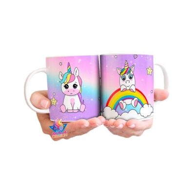 Unicornio Arco Iris Taza Cerámica Estrella Corazón