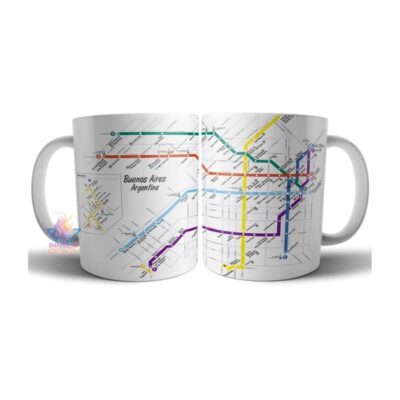 Taza Cerámica Buenos Aires Red De Subte Mapa Combinaciones