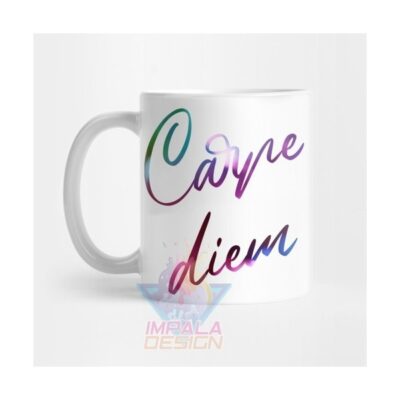 Taza Carpe Diem Vive El Día Frase Motivación Cerámica Mod3