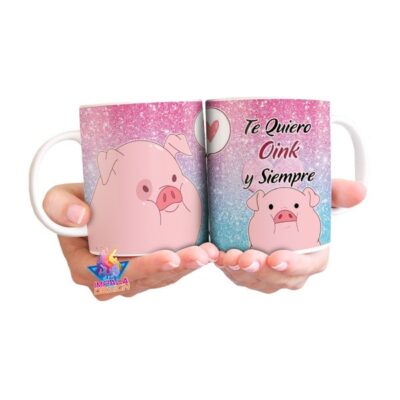 Taza Chancho Pato Amor Cerámica Te Quiero Oink Y Siempre