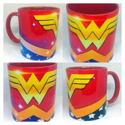 Taza Wonder Woman Mujer Maravilla Cerámica Roja