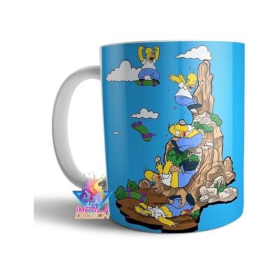 Taza Cerámica Homero Simpson Salta Barranco Patineta Caída