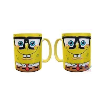 Taza Cerámica Bob Esponja Cara Corbata Lentes Amarilla