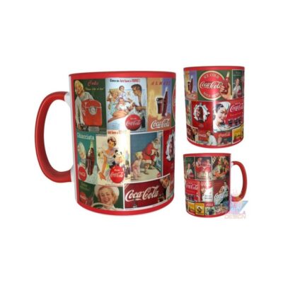 Taza Cerámica Coca Cola Gaseosa Afiches Retro Vintage Roja