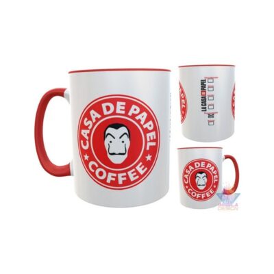 Taza Cerámica La Casa De Papel Starbucks Rojo Mascara Roja