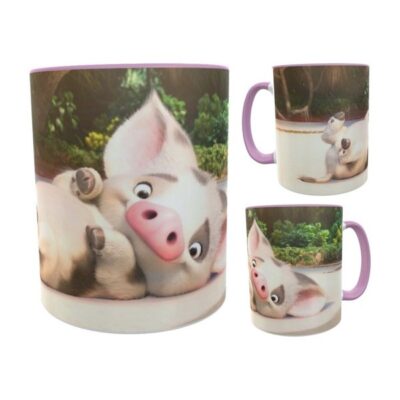 Moana Cerdo Pua Gallo Heihei Cerdito Disney Taza Int Rosa N2