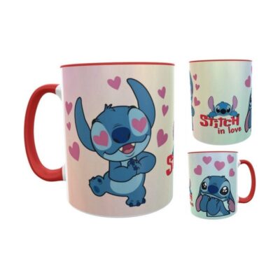 Stich Taza Roja In Love Enamorado Disney Lilo Interior Roja
