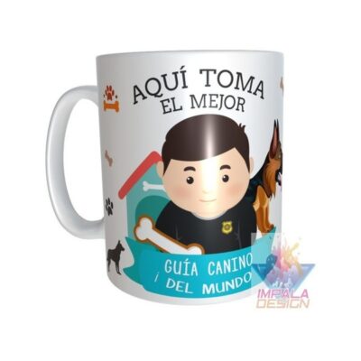 Taza Cerámica Aquí Toma El Mejor Guía Canino. Adiestrador