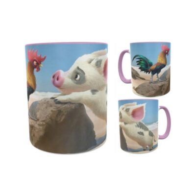 Moana Cerdo Pua Gallo Heihei Cerdito Disney Taza Int Rosa