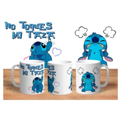 Taza Plástica Stitch Pintando No Toques Mi Taza Disney