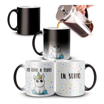 Taza Mágica Cerámica Los Odio A Todos Unicornio
