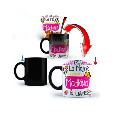 Taza Mágica Madrina Padrino Regalo Pinguino Amor