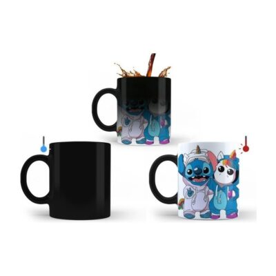 Taza Mágica Stitch Y Unicornio Disfraz Cerámica Termosensible