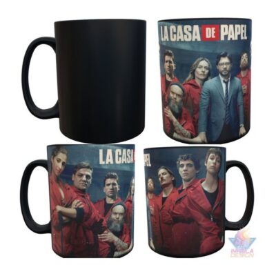 Taza Mágica La Casa De Papel 4 Personajes Profesor Cerámica