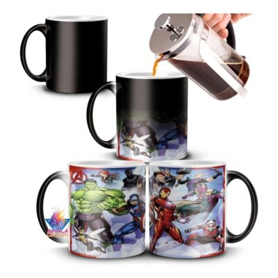 Taza Mágica Avengers Cerámica Hulk Iron Man Capitán América