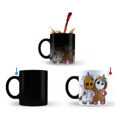 Taza Mágica Térmica Baby Groot Y Unicornio Premium Disfraz