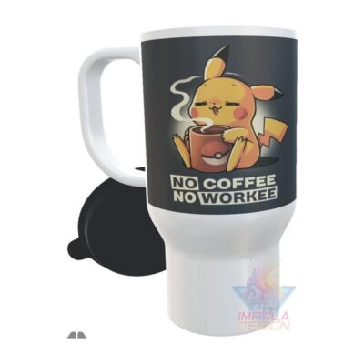 Jarro Térmico Pikachu Pokemon Trabajo Café Plástico Con Tapa