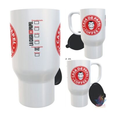 Jarro Térmico La Casa De Papel Starbucks Rojo Mascara Plast