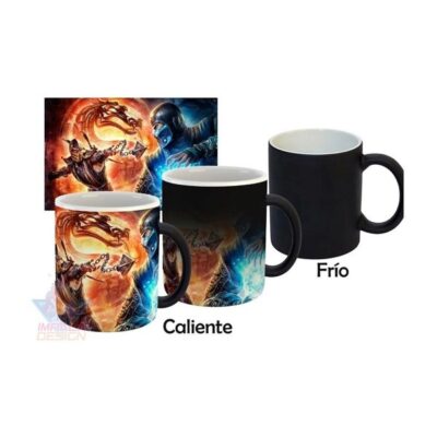 Taza Mágica Mortal Kombat Subzero Escorpion Cerámica Termo