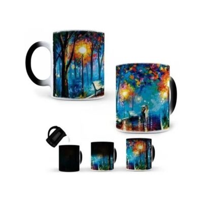 Taza Mágica Pareja Bajo La Lluvia De Leonid Afremov Cerámica