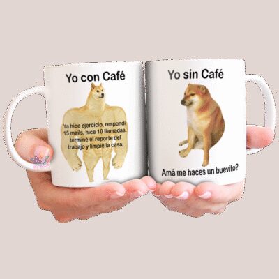 Taza Cerámica Perro Meme This Is Fine Llamas Fuego