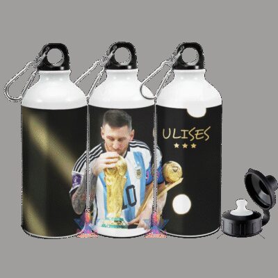 Botella Deportiva Dibu Martinez Baile Mundial Argentina 23 Aluminio Doble Tapa