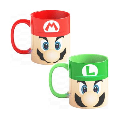 879986-MLA54894597299_042023,Juego De Tazas Cerámica Super Mario Bros Luigi Película