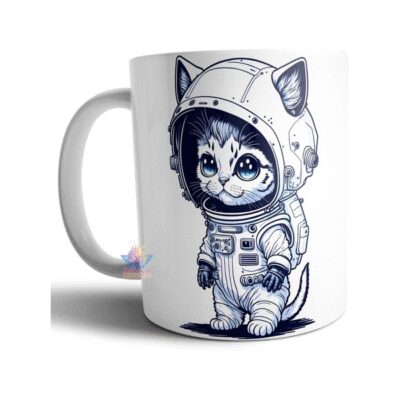 911305-MLA54872709865_042023,Taza De Cerámica Con Diseño De Gatito Astronauta Gato