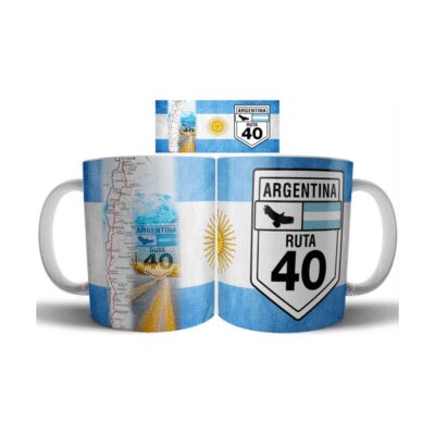 978807-MLA69785611329_062023,Taza De Cerámica Ruta 40 Km Mapa Argentina Bandera