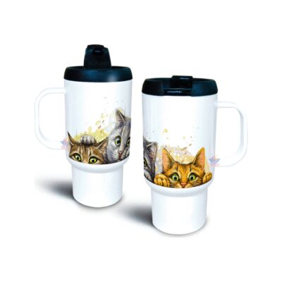 974137-MLA70679931345_072023,Jarro Térmico Gatos Gatitos Gato Mascota Plástico Con Tapa