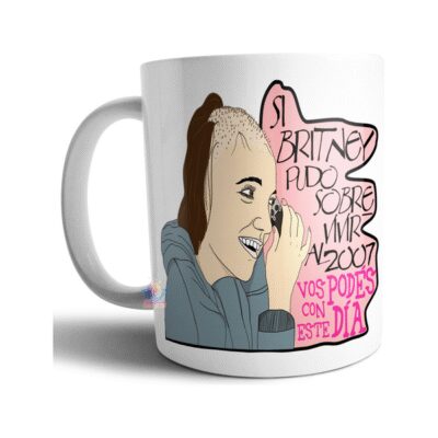 674054-MLA71683630197_092023,Taza Cerámica Britney Spears Rapada Mal Día Frase Pelada