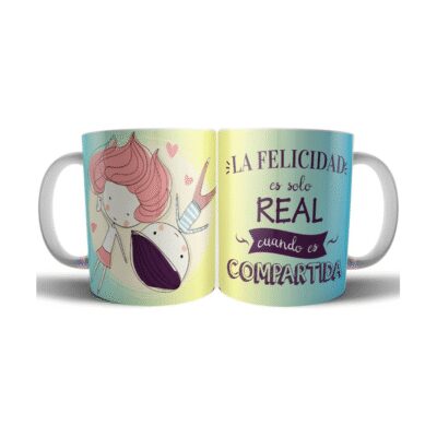 838504-MLA71659649353_092023,Taza Cerámica Amor Frase Felicidad Real Compartida Novios